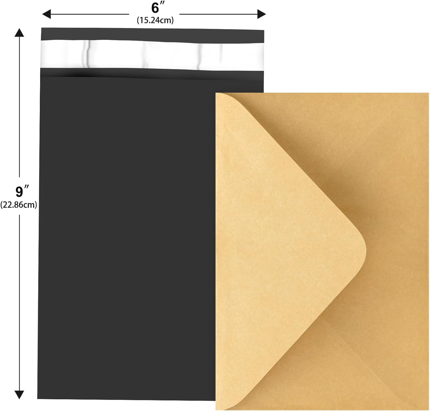120-Piece Black Poly Mailers - 6x9 Inch Shipping Envelopes with Self-Adhesive Seal, Waterproof, and Tear-Proof Postal Bags - Lumora Desk