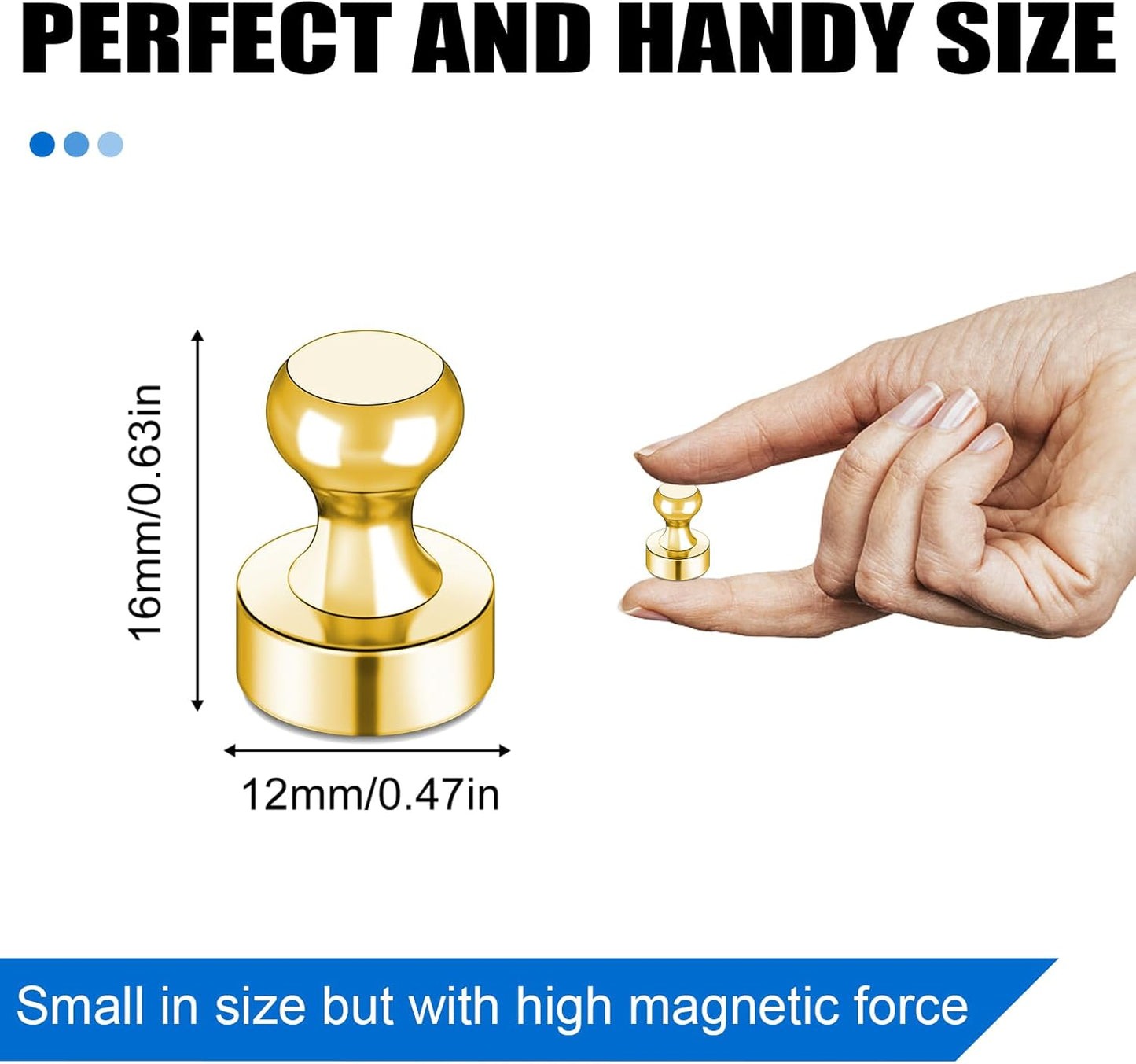 LOVIMAG 40 PCS Fridge Magnets, Gold Metal Push Pin Magnets, Strong Neodymium, Ideal for Adults, Kitchen, Office, School