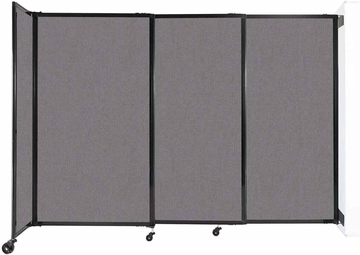 Wall-Mounted Sliding StraightWall Room Divider | Adjustable Widths | Locking Wheels | Room Separator | Up to 7'2" Wide x 5' Tall Slate Fabric Panels - Lumora Desk