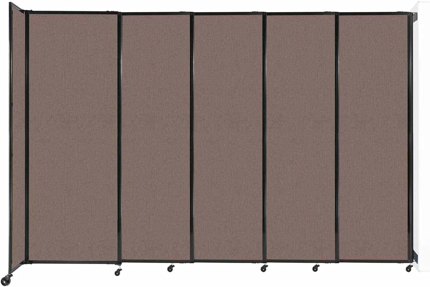 Wall-Mounted Sliding StraightWall Room Divider | Adjustable Widths | Locking Wheels | Room Separator | Up to 11'3" Wide x 7'6" Tall Latte Fabric Panels - Lumora Desk