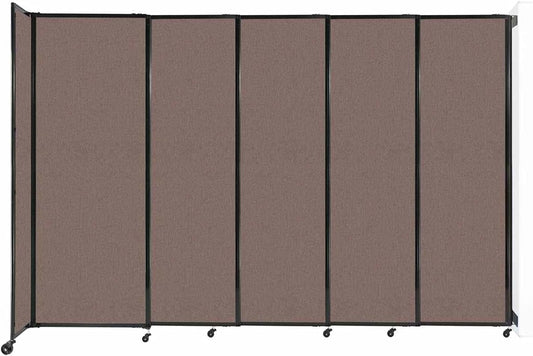 Wall-Mounted Sliding StraightWall Room Divider | Adjustable Widths | Locking Wheels | Room Separator | Up to 11'3" Wide x 7'6" Tall Latte Fabric Panels - Lumora Desk