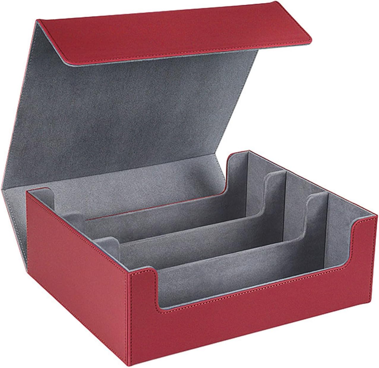 Stylish Magnetic Storage Box Leather Deck Case with Dividers Card Storage Box Container Case for Trading Cards