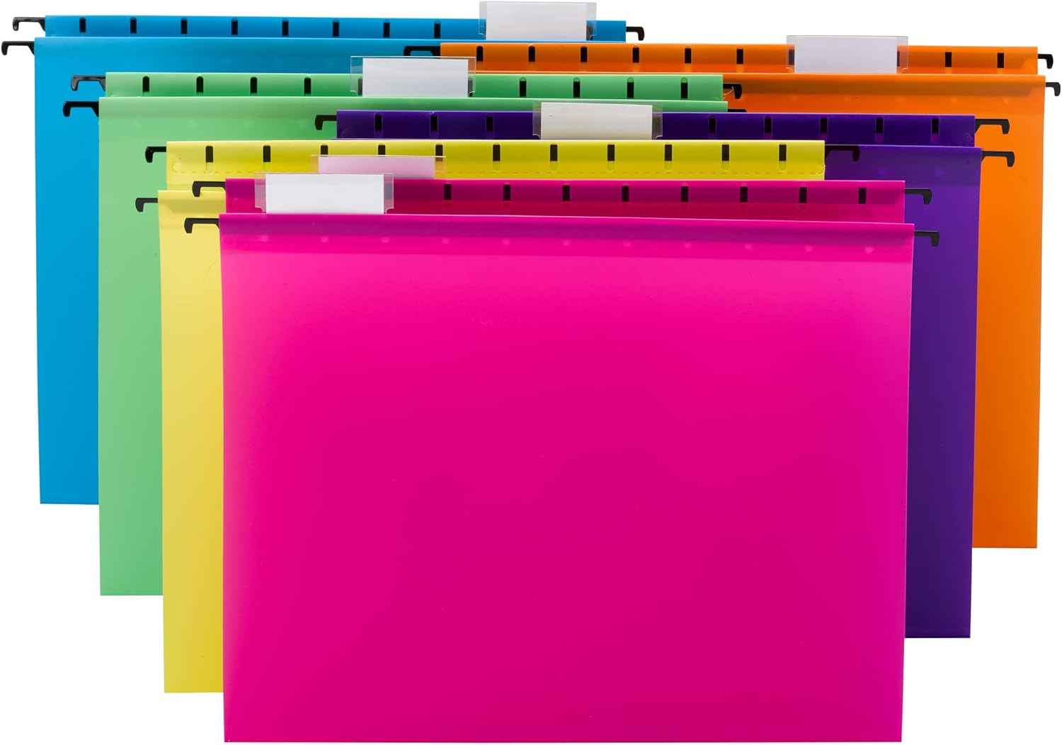 Smead Poly Plastic Hanging File Folders for Documents with Tabs, Letter Size, 0.5 Inch Expansion, File Cabinet Organizer for Filing Cabinets, Assorted Bright Colors, 12 Pack, Office Supplies (64030)