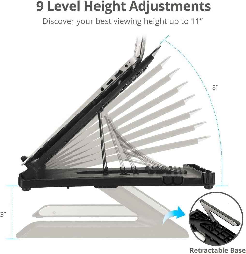 SIIG Laptop Stand, Ergonomic Adjustable Riser Stand, Smart Phone Holder & Heat-Vent, Portable Design Fit 10" to 17" (CE-MT3911-S1)