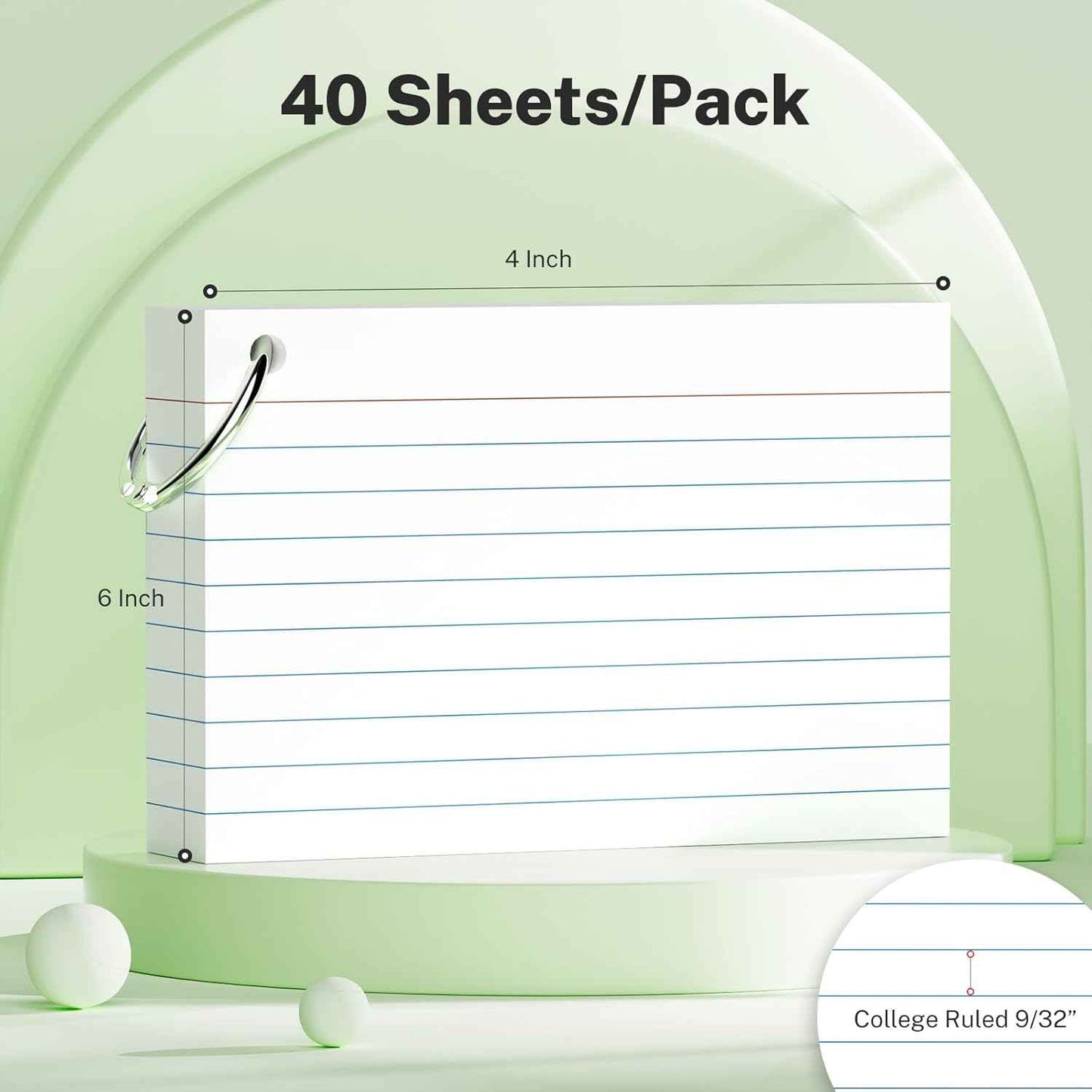 160 Pcs Index Cards with Ring 4 x 6 Inch Colored Heavyweight Ruled Flash Cards, Flashcards with Ring for School & Office Supplies and Home Organization, Durable Study To Do List Lined Note Cards