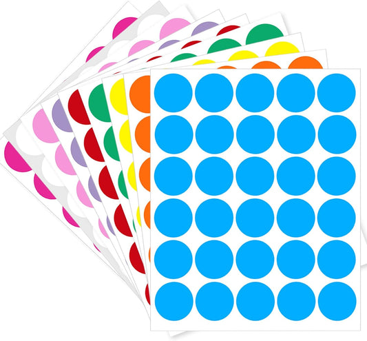 1 Inch Removable Color Code Dot Sticker Round Labels,Garage Sale Stickers Price Tags Label Blank Yard Sale Circle Dot Stickers Removable Writable Not Blurry (1080 Pack,9 Colors)