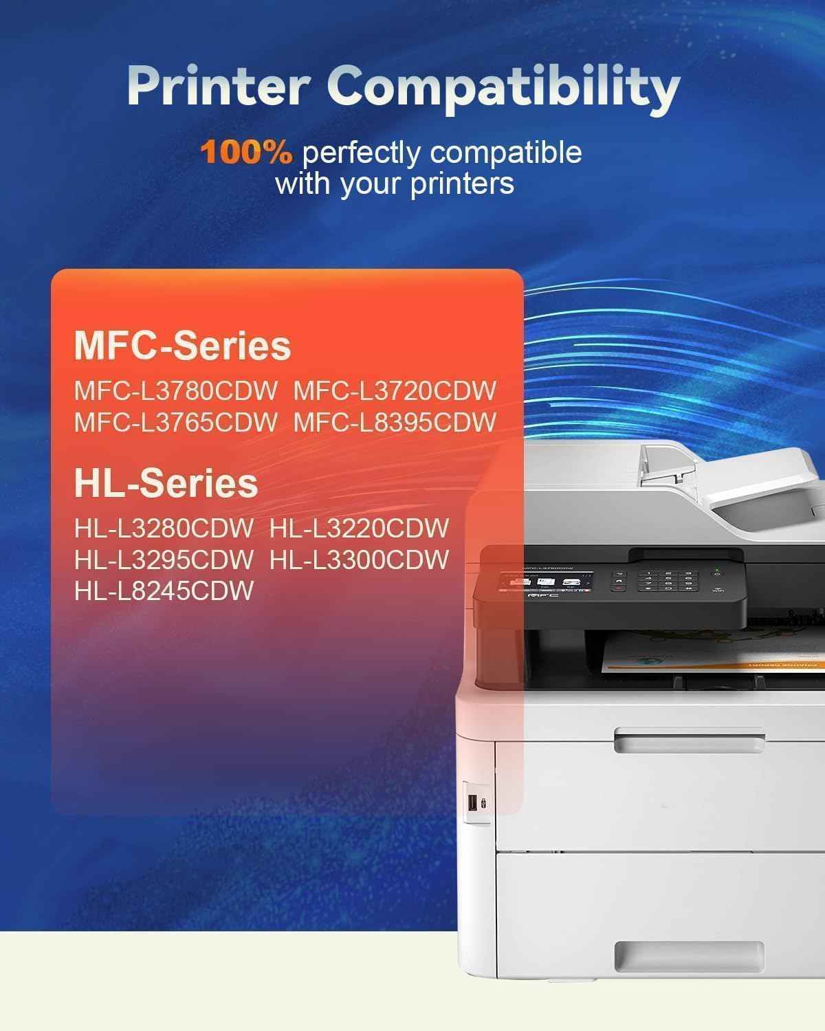 TN229XL Compatible Toner Cartridges Replacement for Brother TN229 TN229XL TN-229XL TN229 XL Work for MFC-L3780CDW MFC-L3720CDW HL-L3280CDW HL-L3220CDW HL-L3300CDW (Black,Cyan,Magenta,Yellow,4 Pack)