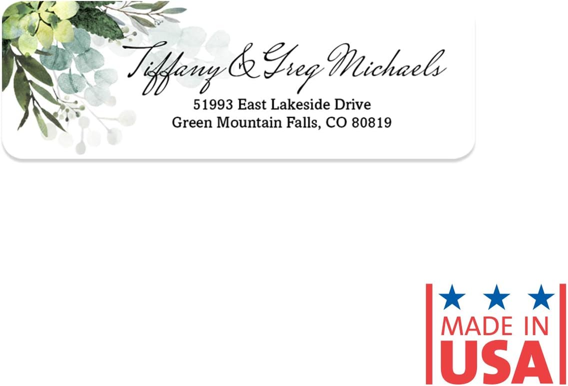 Floral Greenery Rolled Address Labels/Roll of 250 Personalized Address Labels/Designer Return Address Stickers in Elegant Plastic Dispenser - Lumora Desk