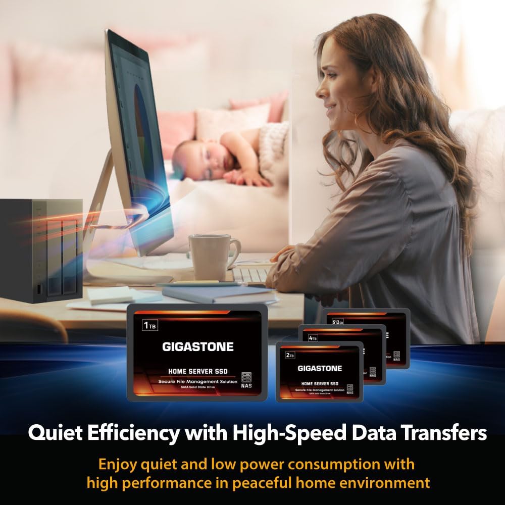 Gigastone Home Server SSD 512GB NAS SSD Drive Cache (2-Pack) 24/7 Durable TLC High Endurance Personal Cloud Data Sync Network Attached Storage RAID 3D NAND 2.5" SATA Internal Solid State Hard Drives