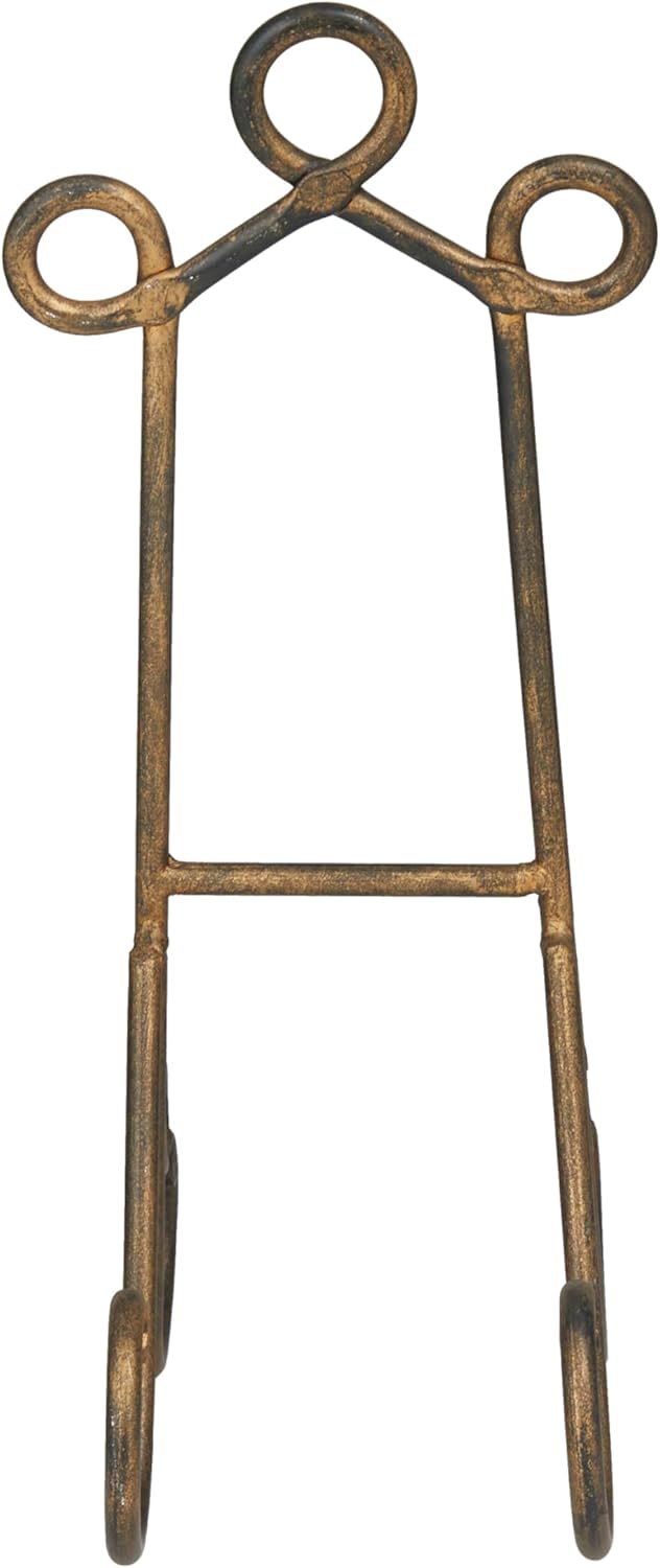 Deco 79 Metal Display Easel Scroll Tabletop Easel, Display Stand 7" x 10" x 16", Gold
