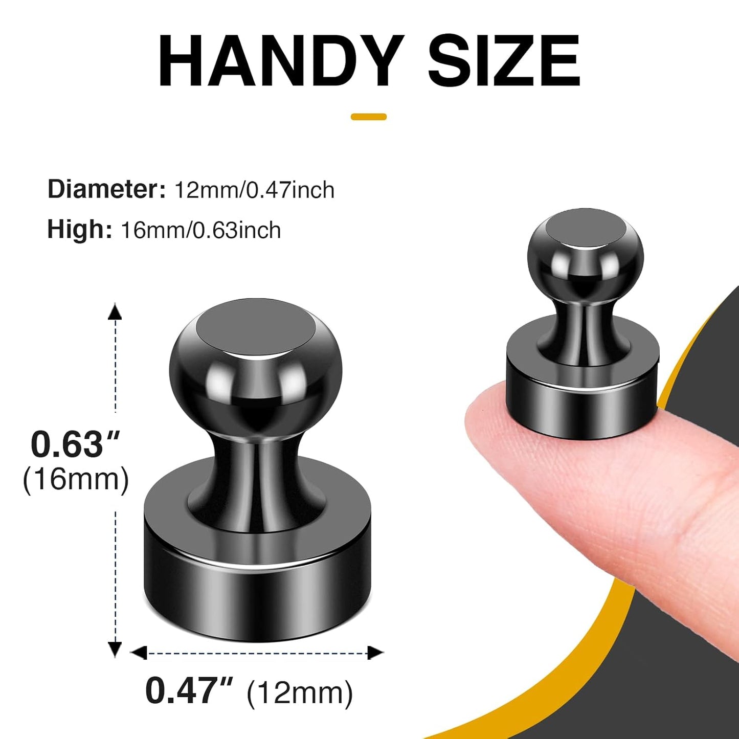 MIKEDE Whiteboard Magnets, 60Pcs Fridge Magnets Small Magnetic Push Pins Strong Magnets for Whiteboard, Black Neodymium Refrigerator Magnets Perfect for School, Classroom,Kitchen and Map Magnets