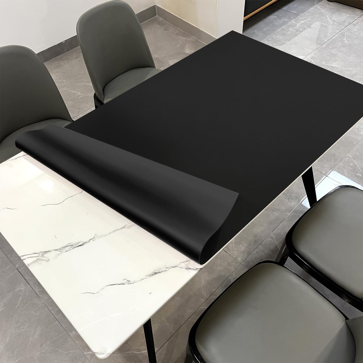 Table Pad Protector for Dining Room Table - Can Be Used On Both Sides Waterproof and Easy to Clean Good Flatness Used for Dining Table(Black+Black 54x72)