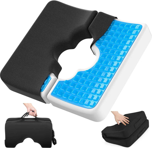 Bed Sore Cushion, Gel Wheelchair Seat Cushion,18”x16” Relieve Sciatica, Back, Coccyx & Ulcer Pain, Foldable Ergonomic Cushion for Bedridden, Elderly, with Anti-Slip Cover & Handle