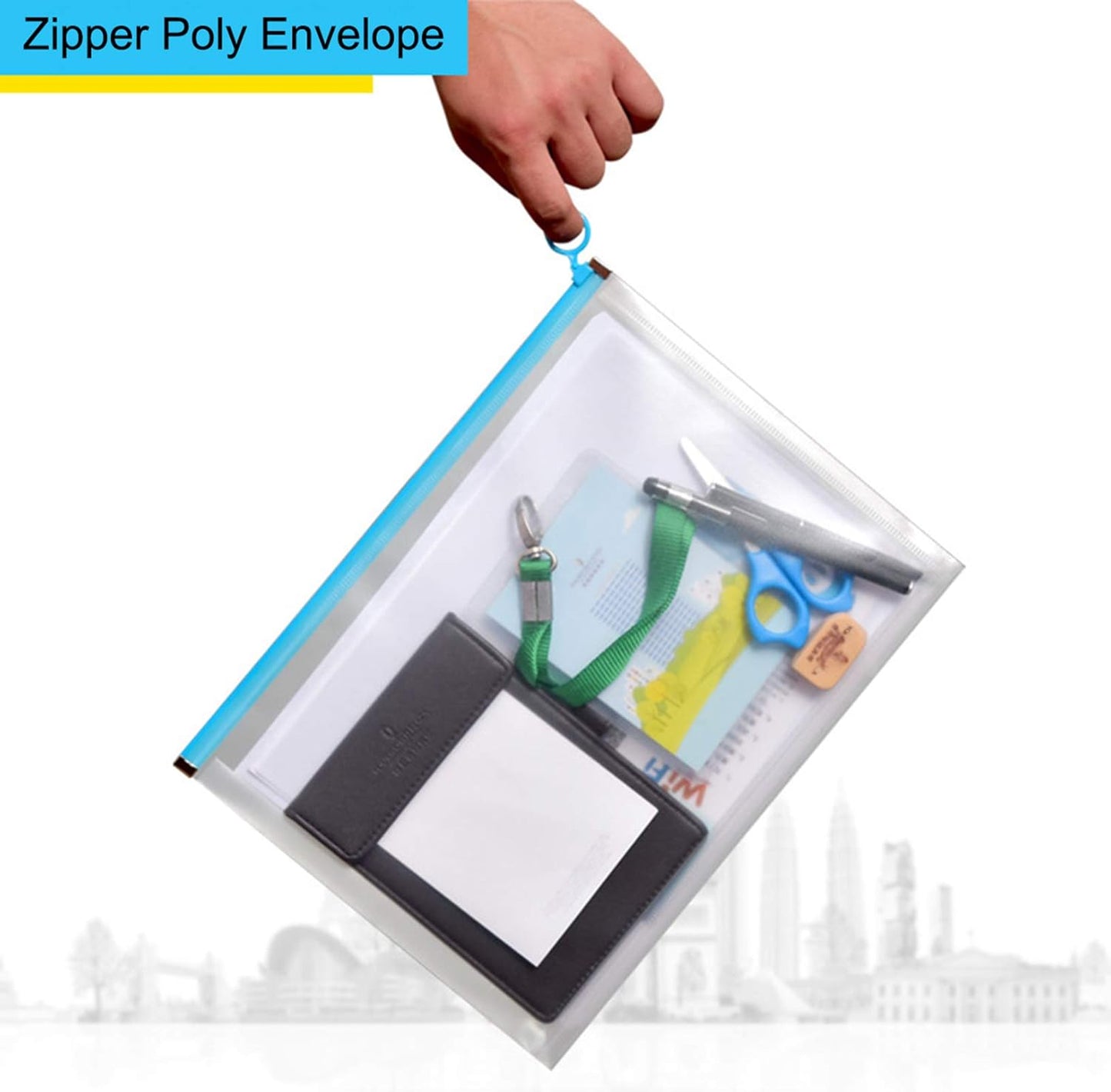 9x12 Clear Zip Plastic Envelopes File Document Paper Holder Pack of 12
