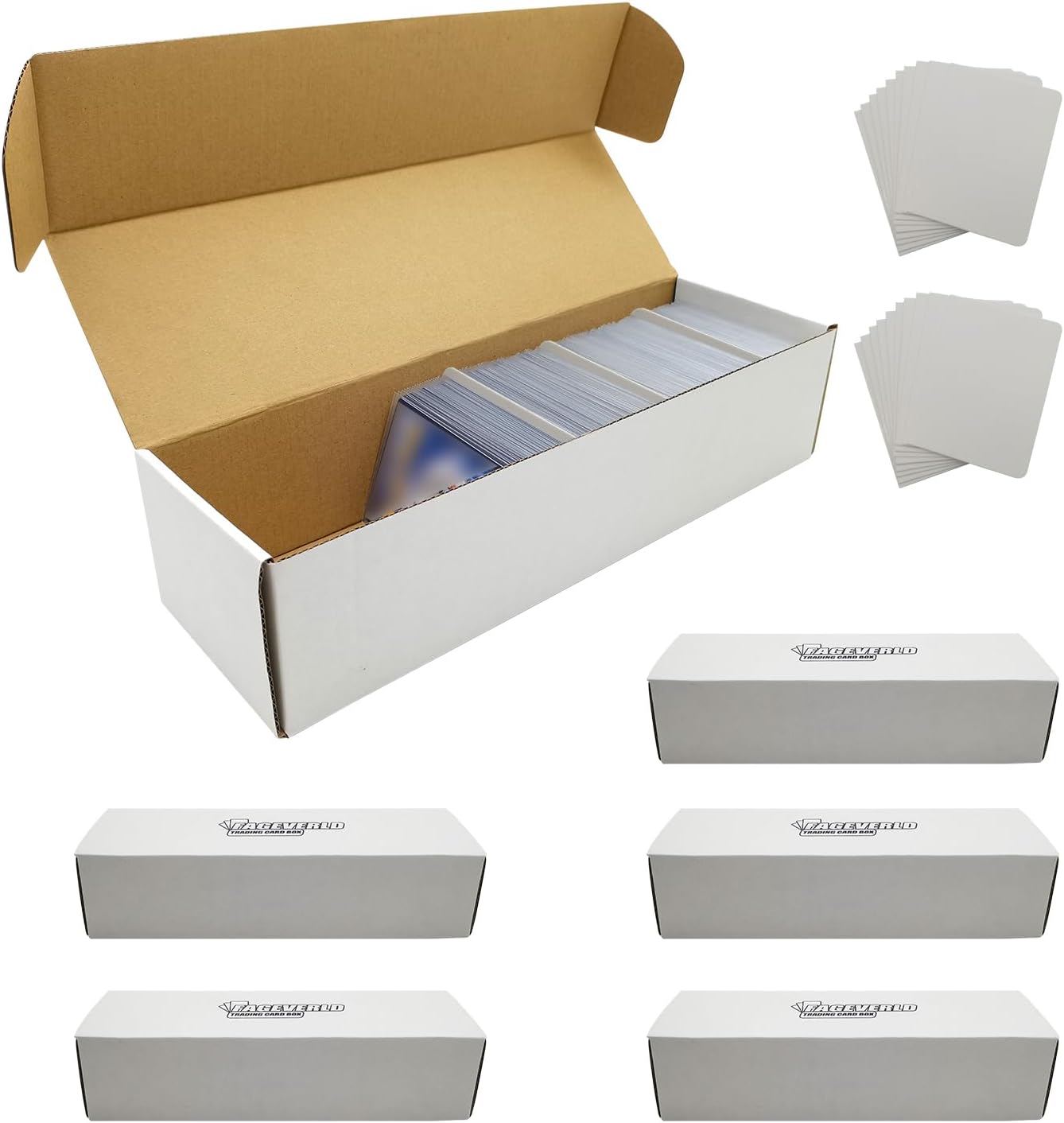 Fageverld Trading Card Storage Box, Mtg Storage Box with Dividers, Cardboard Collector Box for TCG, Baseball Sports Cards, 6 Count