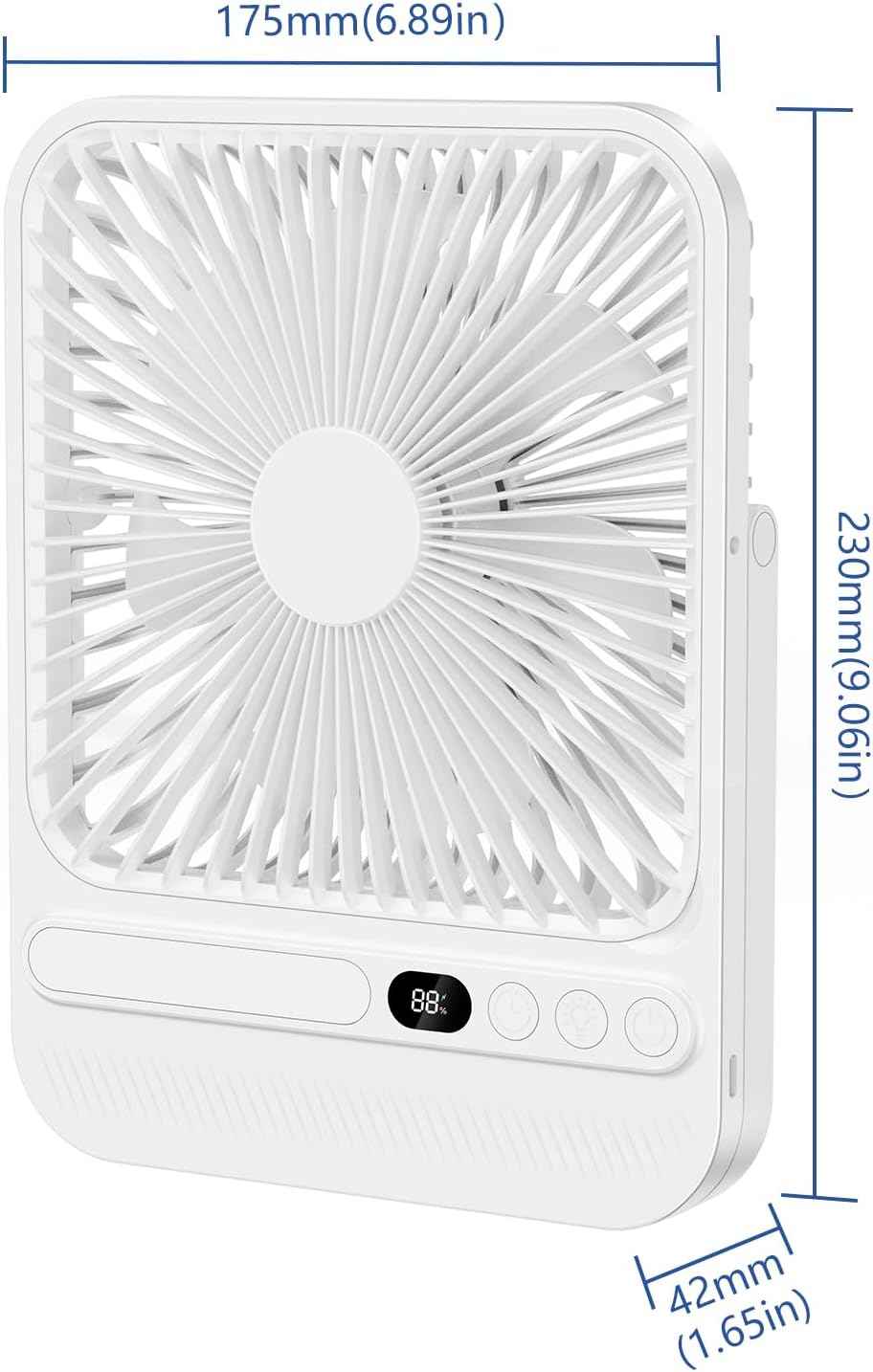 7-Inch Portable Travel Fan, Cruise Ship Approved, 28H 8000mAh Ultra-Thin Quiet Rechargeable Battery Operated Desk Fan with Timer & LED Display for Bedroom, Office, Camping