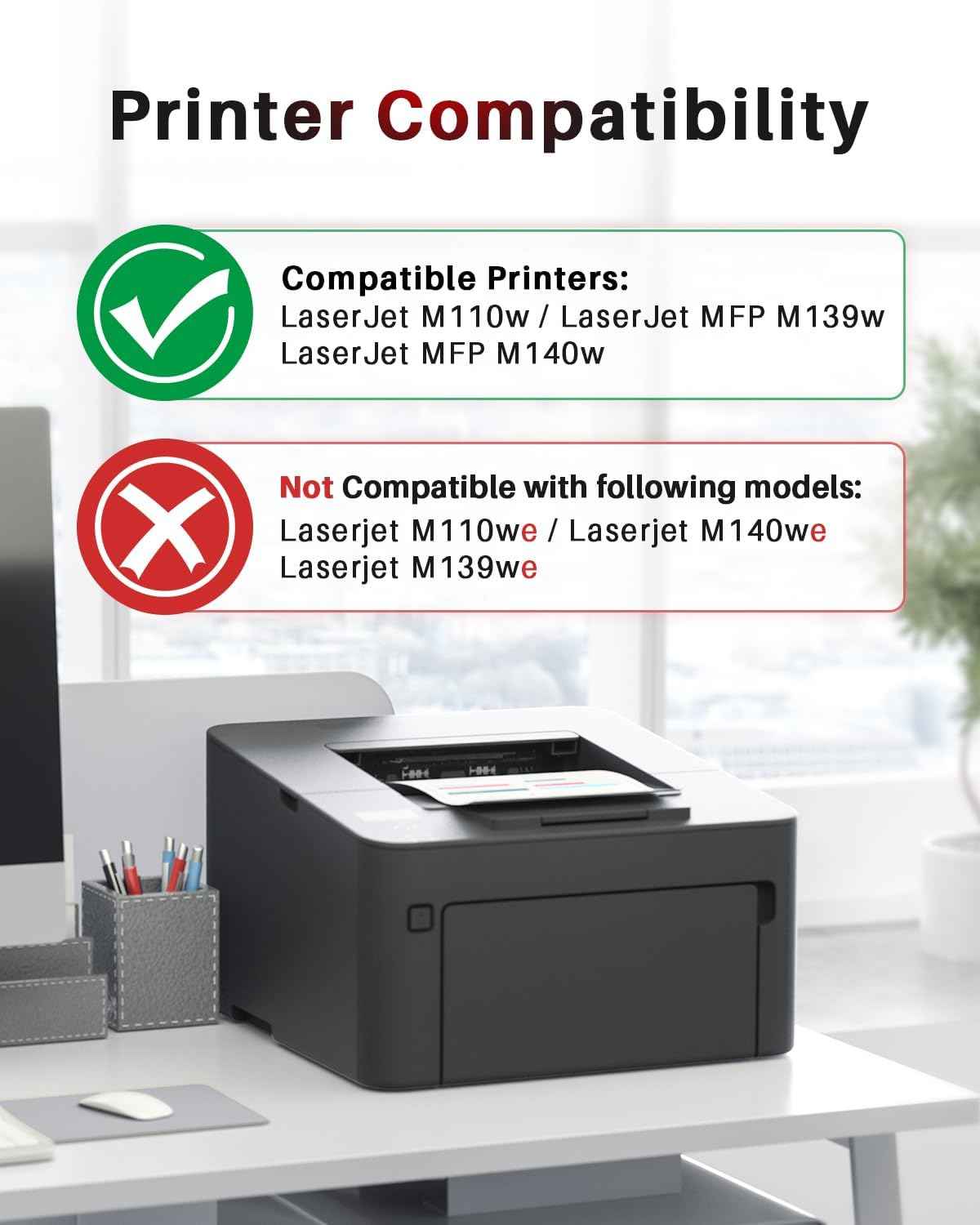141A Black Toner Cartridge Set 2-Pack High Yield with Chip Replacement for HP 141A W1410A 141X W1410X Black LaserJet Toner Cartridge Work with HP LaserJet M110w MFP M139w M140w Printer (Black 2 Pack)