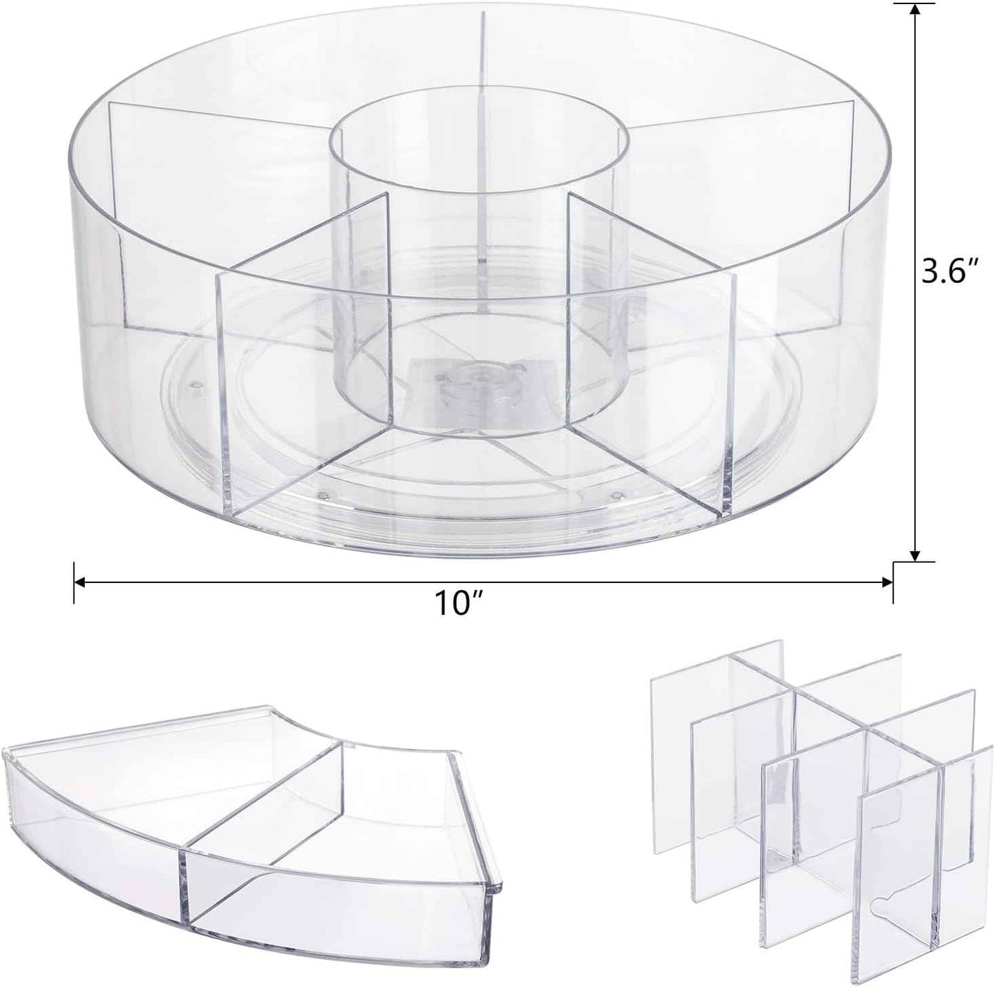 Acrylic Pen Marker Organizer for Desk, 360-Degree Rotating Pencil Holder Crayon Art Supplies Storage Organizer, 6 Slots Clear Large Capcaity Spinning Caddy for Home Office School Kids