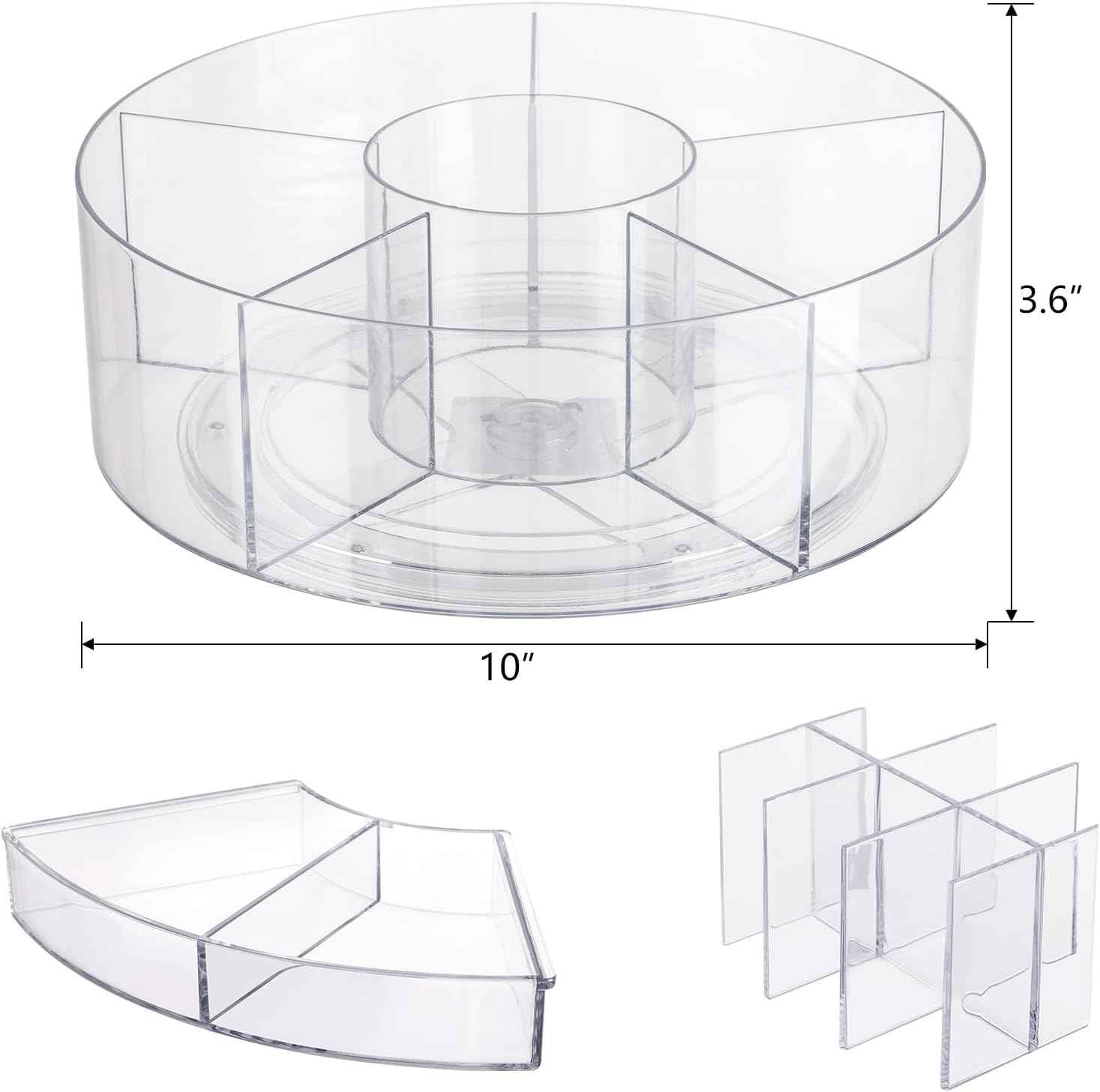 Acrylic Pen Marker Organizer for Desk, 360-Degree Rotating Pencil Holder Crayon Art Supplies Storage Organizer, 6 Slots Clear Large Capcaity Spinning Caddy for Home Office School Kids