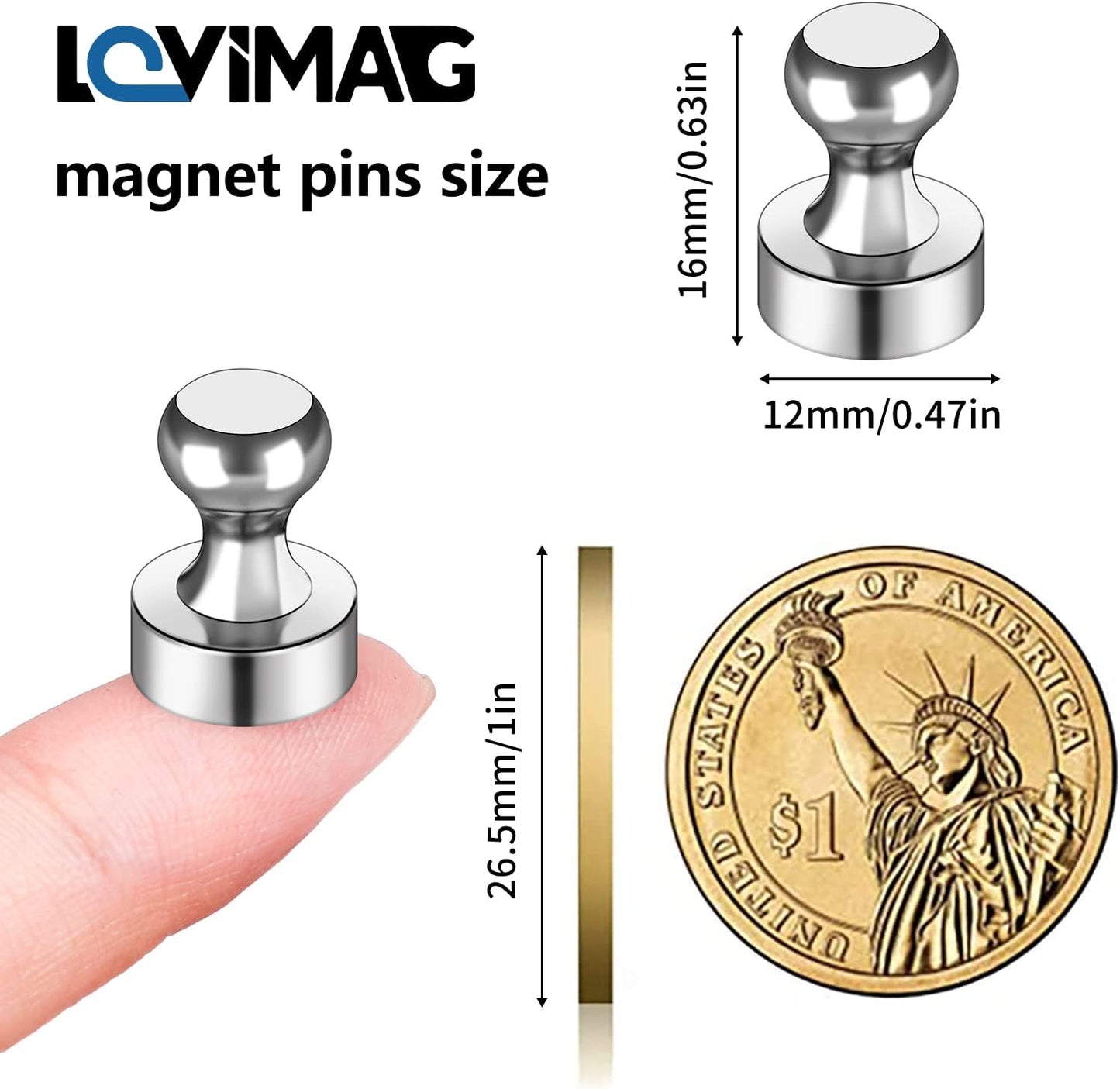 LOVIMAG 50Pcs Fridge Magnets Strong Adult Magnet for Whiteboard, Office, Classroom, Map