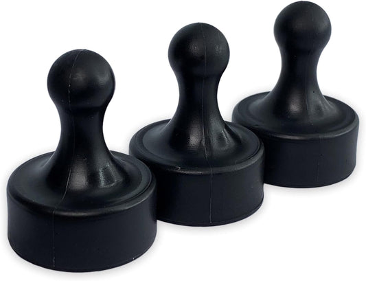 GLASSBOARD STUDIO Powerful Neodymium Magnets, Pawn-Shaped - Strong Fridge/Refrigerator and Whiteboard Magnet, Ideal for Office, Kitchen, Crafts - Rare Earth, Heavy Duty (3, Black)