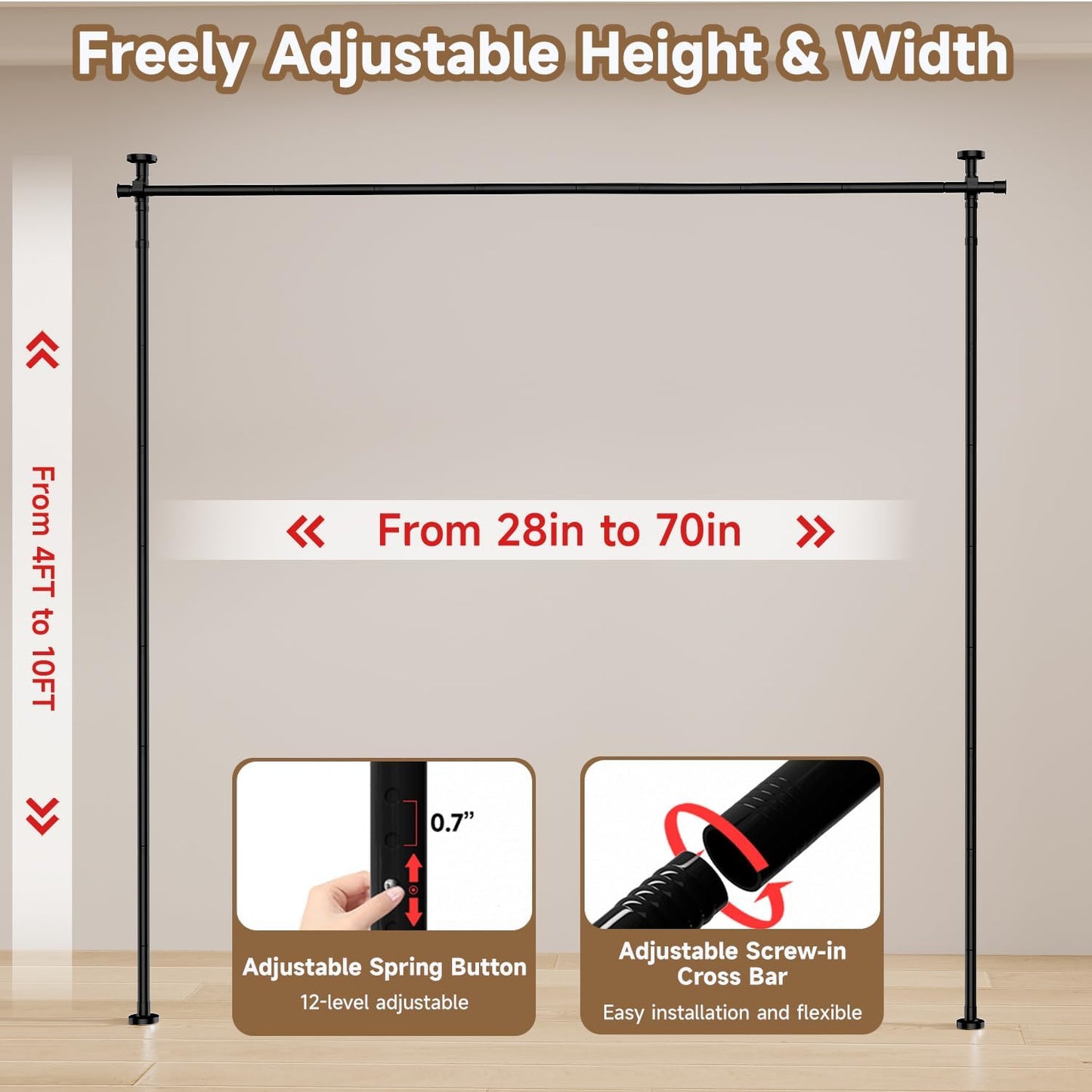 Room Divider Folding Privacy Screens with Wheels, 6FT Tall Divider for Room Separation, Movable Room Partitons and Dividers, Indoor Room Dividers Panel with Fabric (Black, 1 Panel-78‘’)
