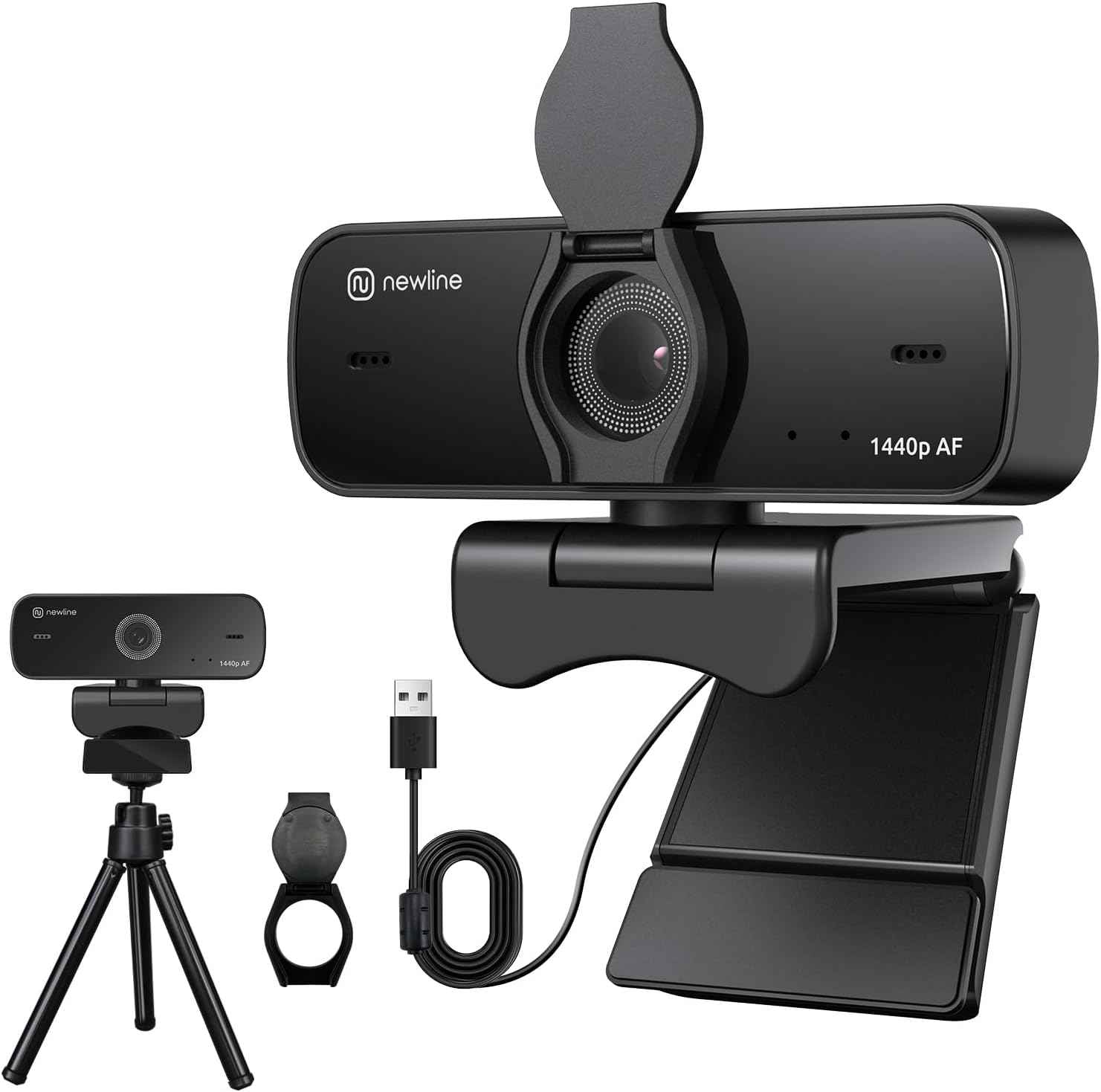 2.5K Webcam for PC, Auto Focus, Privacy Cover, Tripod Stand, Professional Webcam with Microphone for Conferencing and Streaming