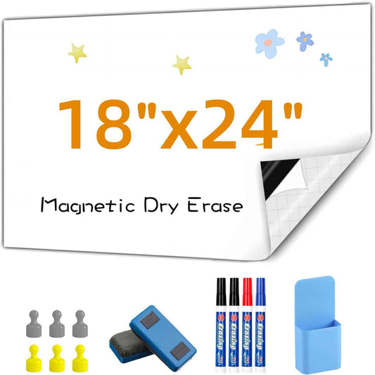 Magnetic Whiteboard Contact Paper, 18" x 24" Stick on Magnetic Dry Erase White Board Sticker for Wall, Easy to Write for Drawing, School, Office, Kitchen Fridge