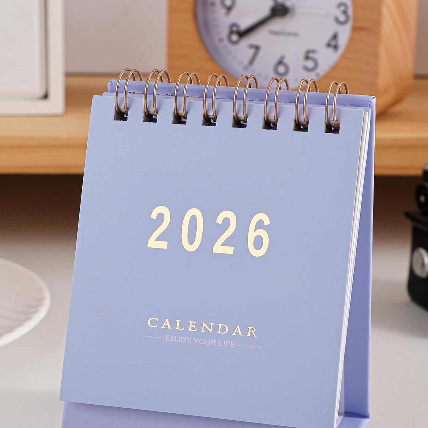 Mini Desk Calendar 2025-2026 - Runs From July 2025 until Dec 2026, 18-Month Small Desktop Calendar 250gsm Thick Paper Twin-Wire Binding for Home or Office (Purple)