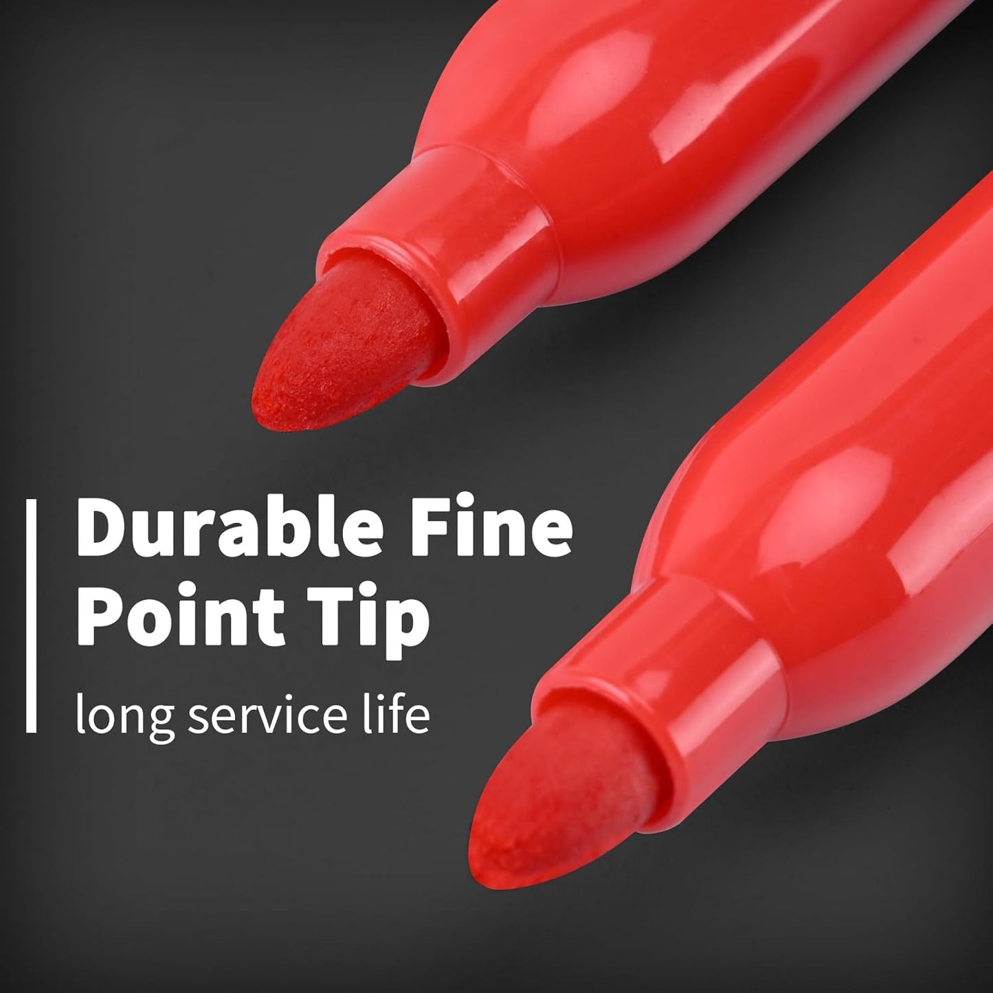 Red Permanent Marker Bulk, Fine Point Markers work on Plastic Metal Wood etc., Waterproof, Quick Drying, Fade Resistant, No smear, Perfect for Classroom, Home, Office, 30 Count