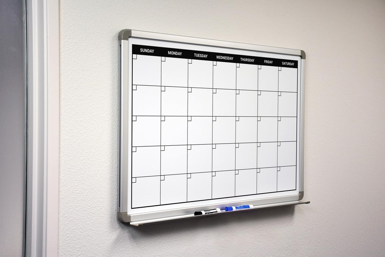 Month Calendar Dry-Erase Scheduling Whiteboard 36" x 24" - Lumora Desk