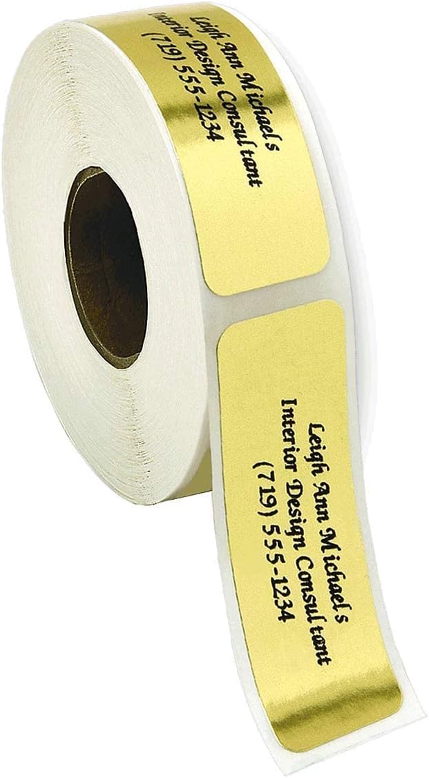 Personalized Return Address Labels, Roll of 500 Gold Foil Self-Adhesive Labels Without Dispenser, Customize with Name & Shipping Address, Colorful Images - Lumora Desk
