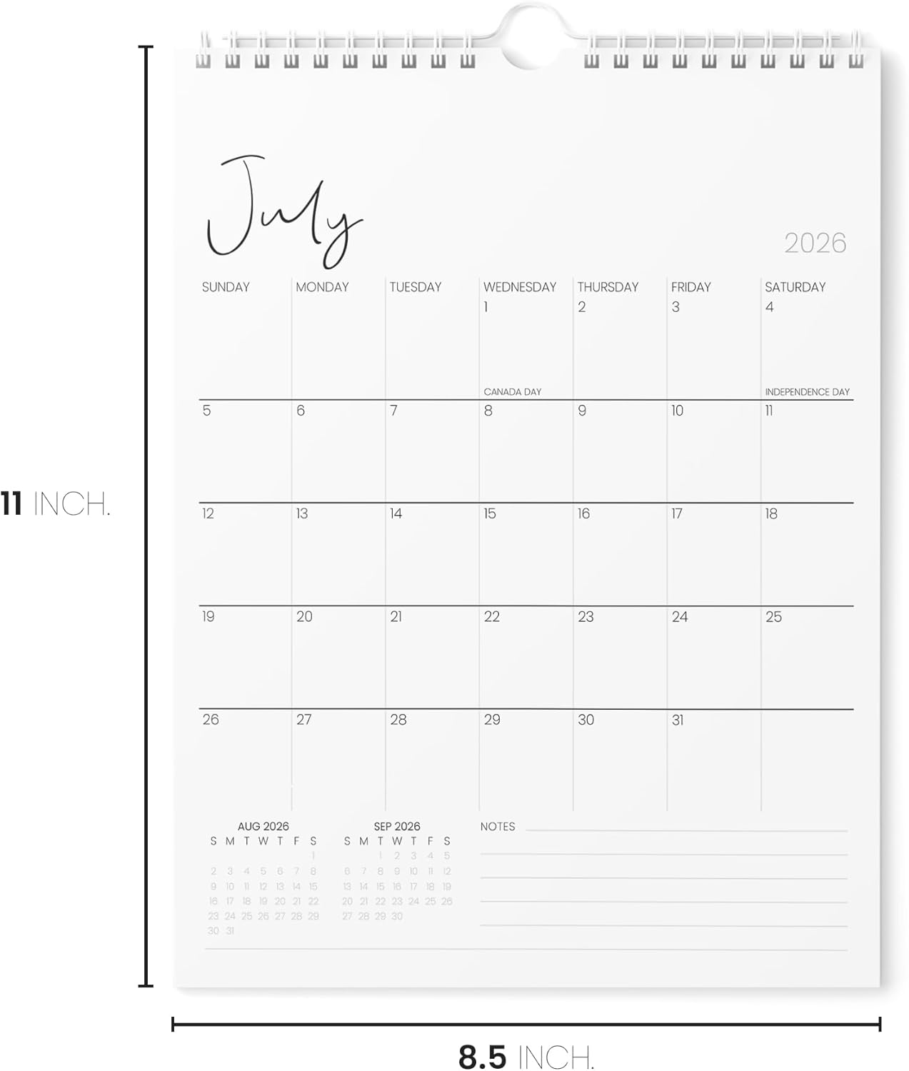 Karto Wall Calendar 2025-2026 - Vertical 8.5x11 inch July 2025 to December 2026 - Boost Your Productivity and Easy Planning with the Aesthetic Monthly Calendar - Cursive