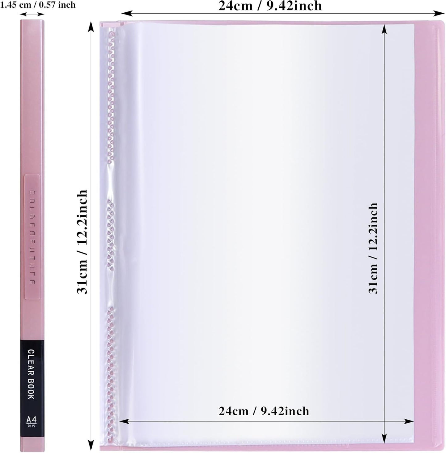 Tuhangcc Binder with Plastic Sleeves 8.5x11 20-Pocket - Heavy Duty Art Portfolio Folder with Clear Sheet Protectors,Displays 40Pages, Presentation Book,Document Organizer(Light Grey)