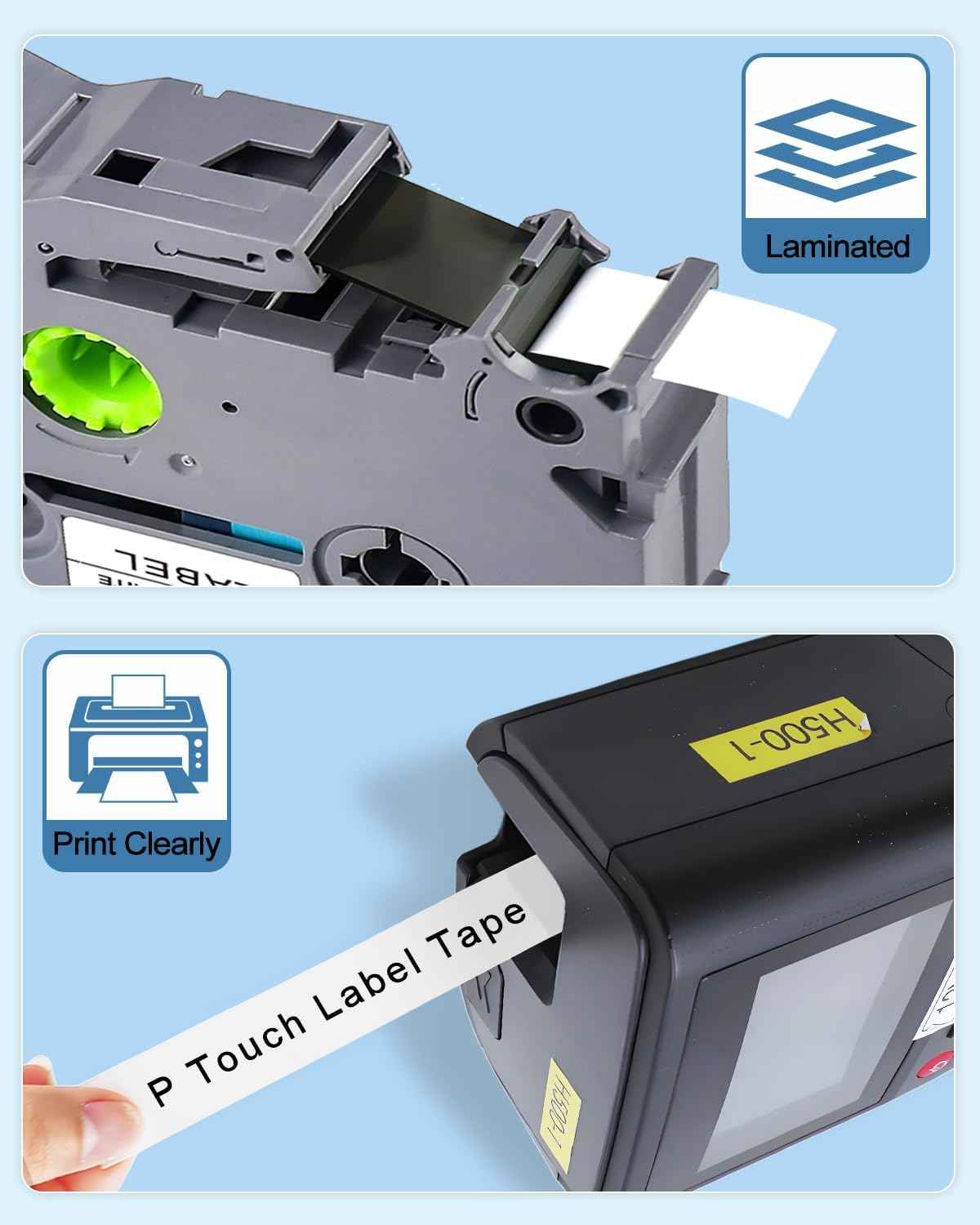 TZe-231 Replacement for Brother Label Maker Tape 12mm 0.47 Laminated White, TZe 231 TZ Tape Refills 1/2 Inch Compatible with Brother P-Touch PT-D210 D220 H110 D400 D410 D610BT, Black on White, 4-Pack
