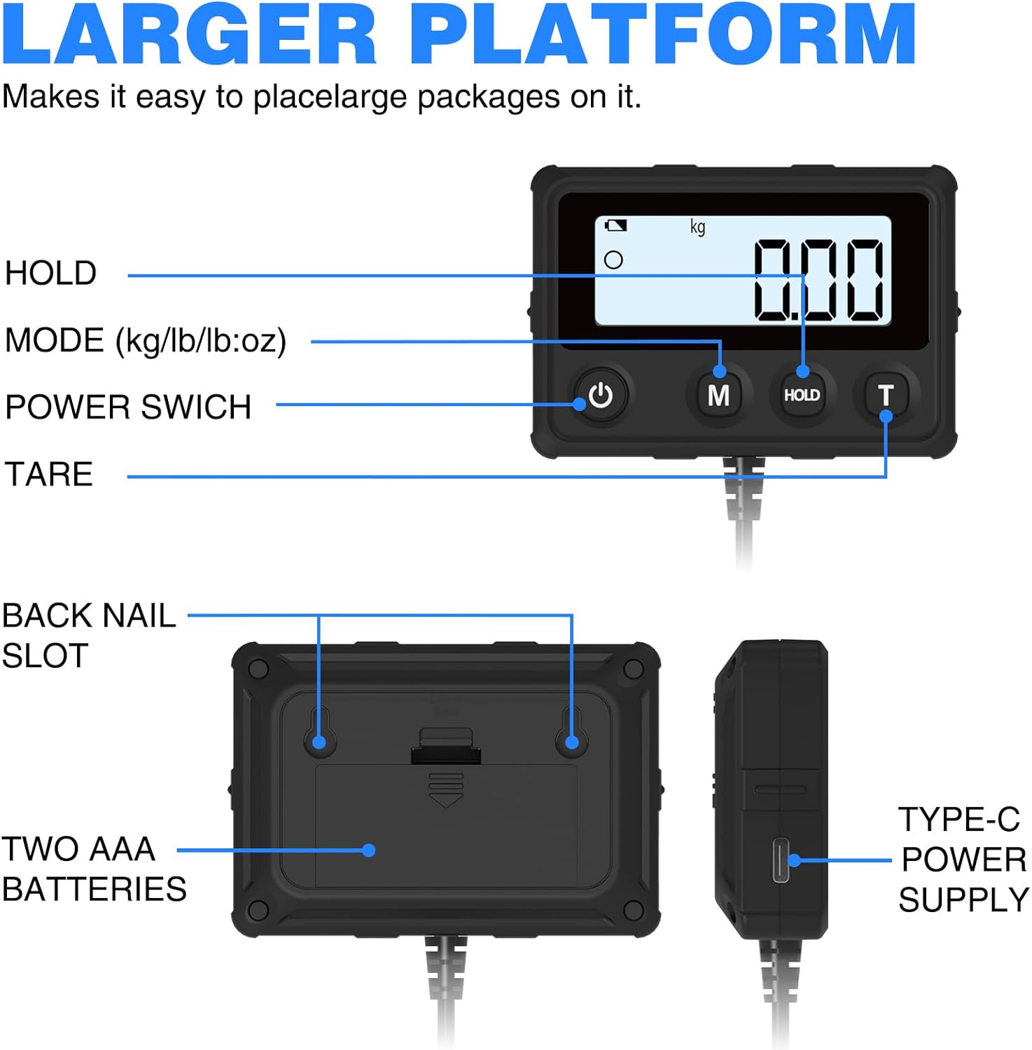MAXUS Shipping Scale 440LB/10g Accuracy, Postal Scale for Packages with Hold and Tare Funtion, Digital Postage Scale for Luggage Warehouse Market & Home Use - Lumora Desk