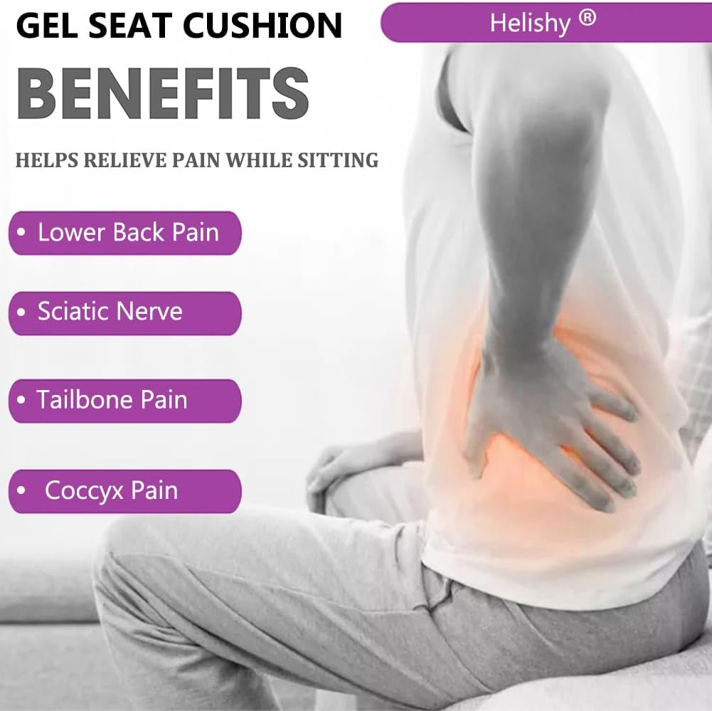 Gel Seat Cushion, Egg Seat Cushion for Tailbone, Back, Sciatica Pain Relief - Gel Enhanced Chair Pads with Non-Slip Cover for Office Home Chair Car Seat Wheelchair (Standard, Violet)