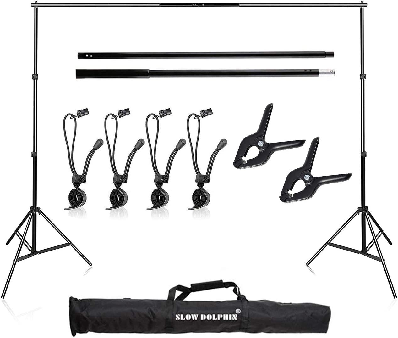 SLOW DOLPHIN Photo Video Studio 10x7ft(WxH) Adjustable Backdrop Support System Kit Background Stand with Carry Bag