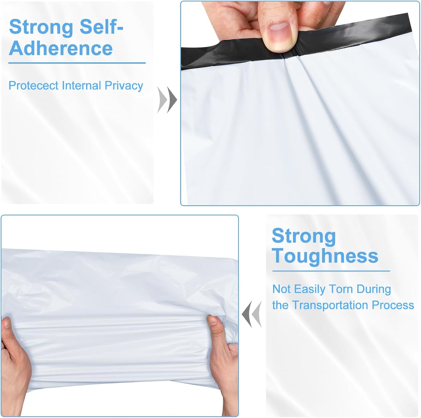 Poly Mailers 10x13 Inch 200 Pcs, White Shipping Bags, Mailing Envelopes with Self Seal Adhesive Strip, Waterproof and Tear-Proof Poly Bags for Non-Fragile Items. - Lumora Desk