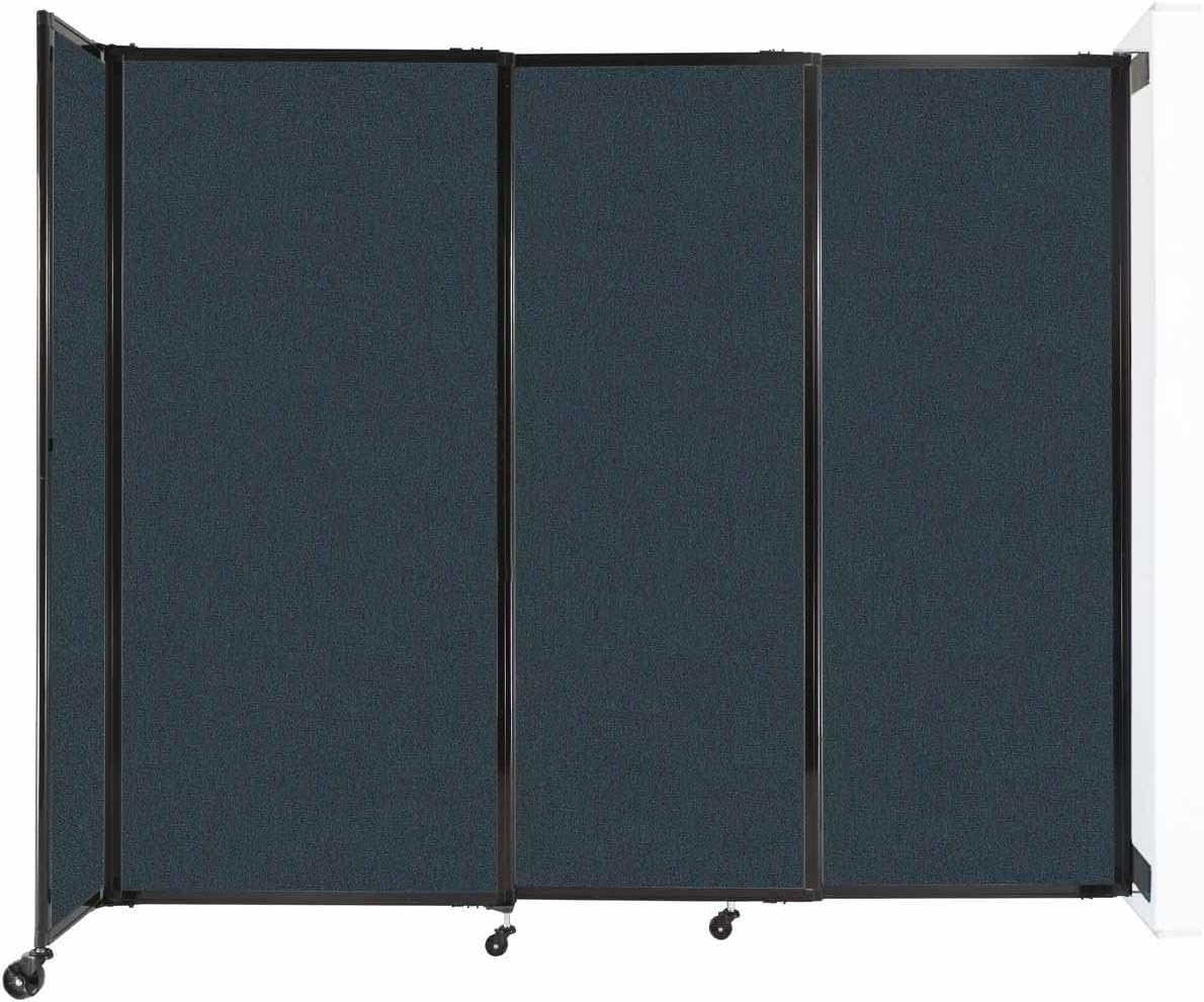 Wall-Mounted Sliding StraightWall Room Divider | Adjustable Widths | Locking Wheels | Room Separator | Up to 7'2" Wide x 6' Tall Blue Spruce Fabric Panels - Lumora Desk