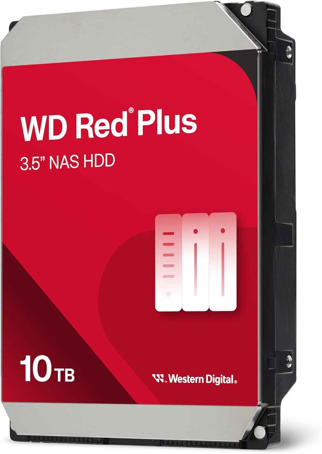 Western Digital 10TB WD Red Plus NAS Internal Hard Drive HDD - 7200 RPM, SATA 6 GB/s, CMR, 512 MB Cache, 3.5" - WD100EFGX