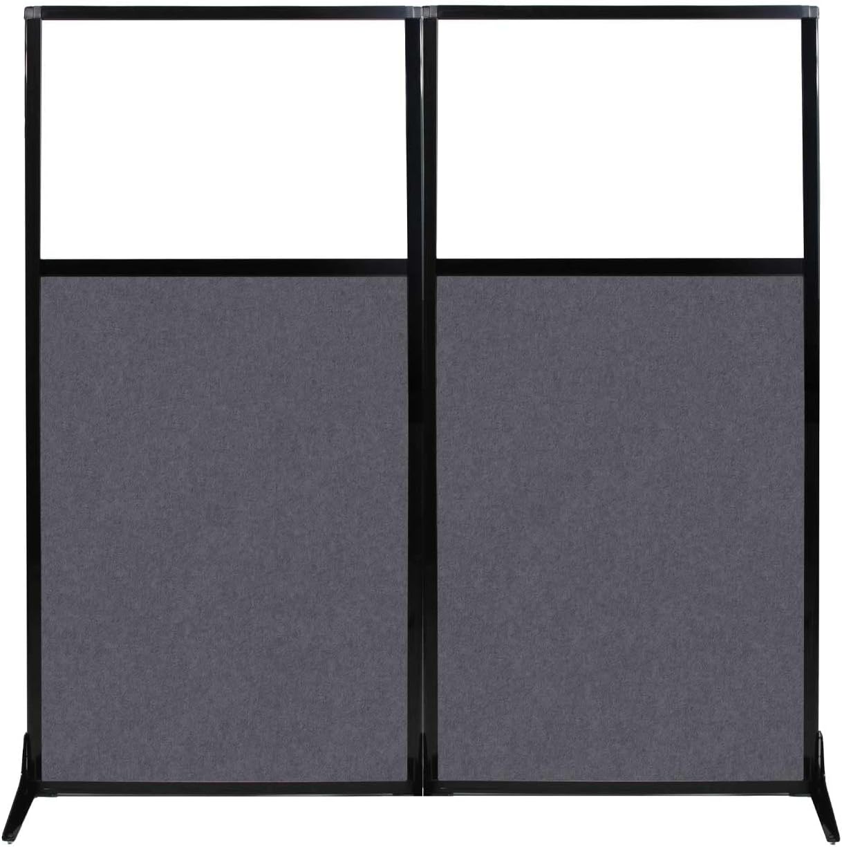 Versare Office Workstation Screen | Portable Wall Divider | Modern Cubicle | Freestanding Privacy Screen | Flexible Work Space | 2 Panels | 66" Wide x 70" Tall Dark Gray SoundSorb Panels with Window