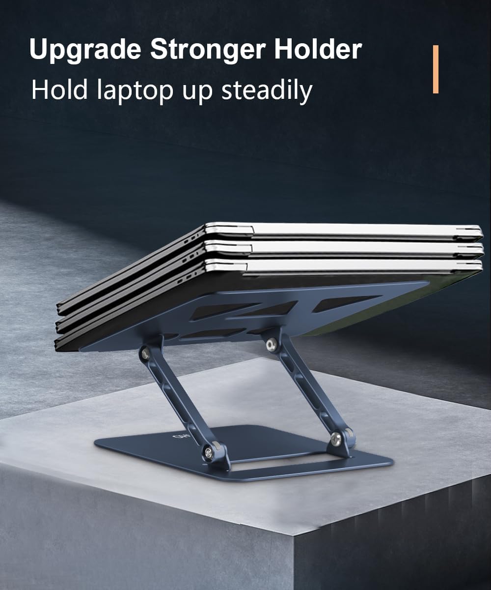 Aoviho Adjustable Laptop Stand for Desk,Portable Laptop Stand Holder and Riser,Foldable Aluminum Notebook Computer Stands for MacBook Air Pro HP Lenovo Dell Samsung Chromebook, 10-15.6 inch,Navy Blue