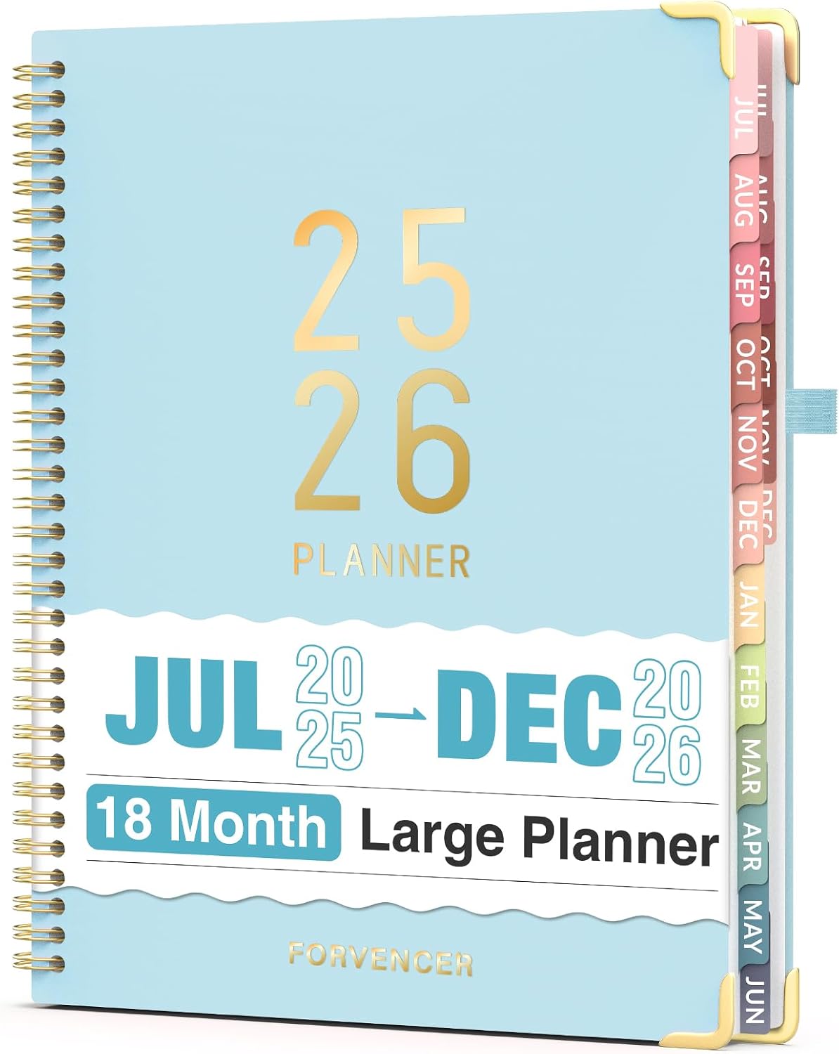 Jul 2025 - Dec 2026 Planner, Forvencer Academic Planner 2025-2026, 18 Month Daily Planner, 8.5" x 11", Weekly & Monthly Agenda Book, Hardcover Calendar Book, School Supplies for Student Teacher, Classic Blue