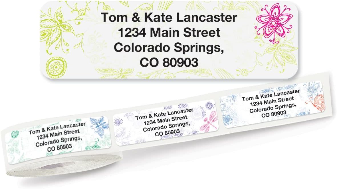 Colorful Images Flower Garden Rolled Personalized Return Address Mailing Labels with Dispenser, Customize with Name & Shipping Address, 500 ¾” x 2½” Self Adhesive, Easy Peel Label Roll - Lumora Desk