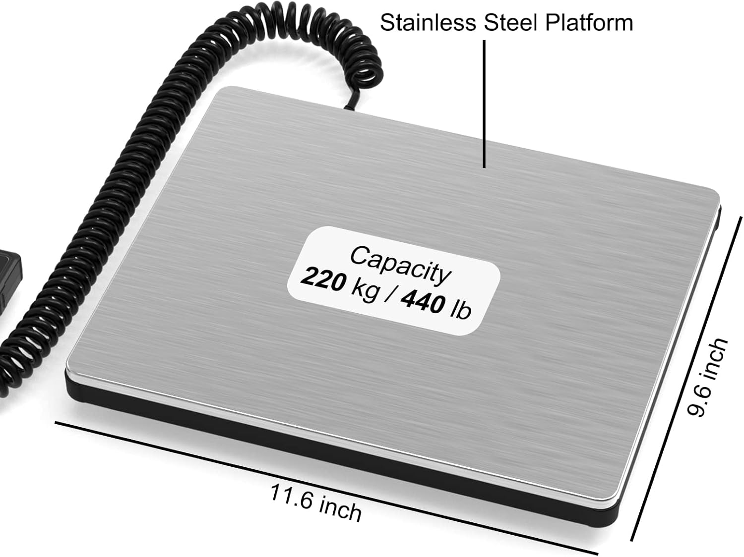 Maxus Shipping Scale 440lb, LCD Digital Postal Scale with Hold and Tare Funtion, Postage Scale for Packages Luggage Post Office Warehouse, Battery and Tape-c Power, Black - Lumora Desk