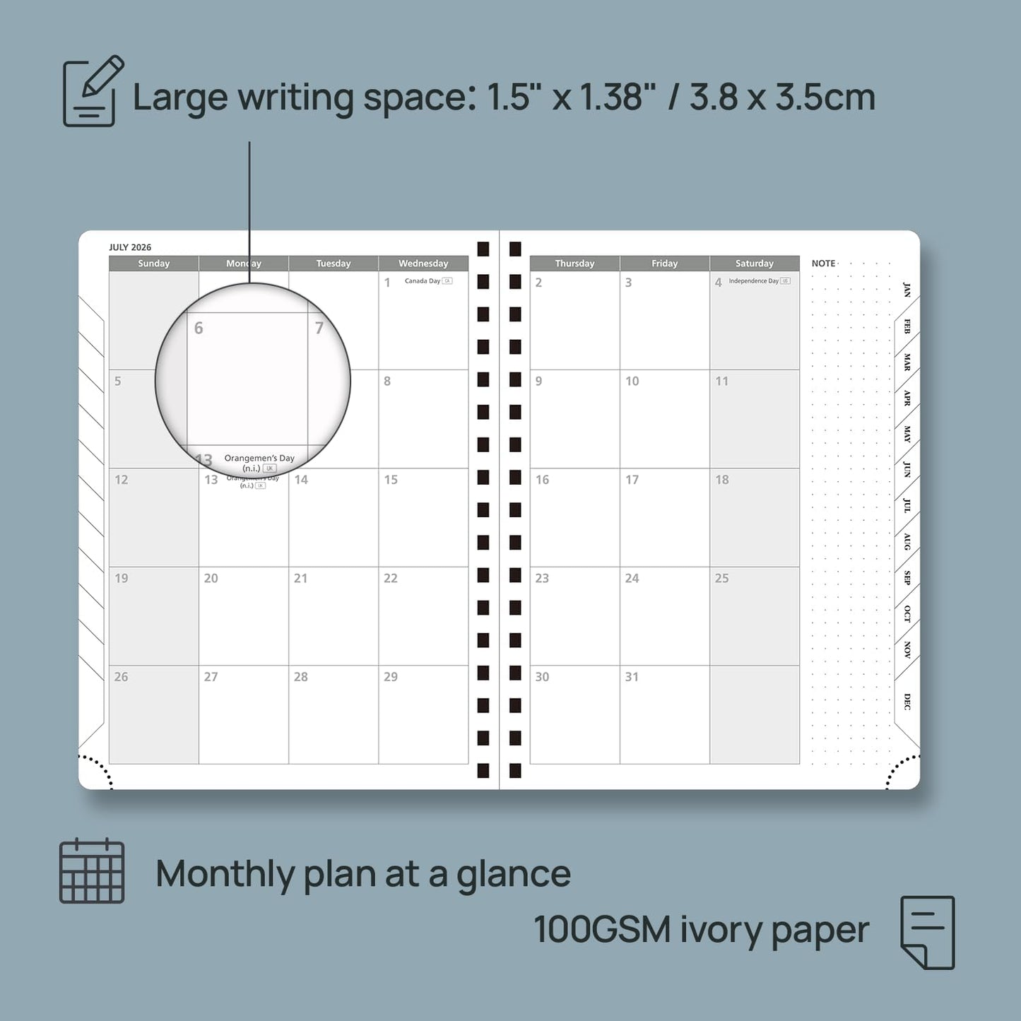 POPRUN 2026 Planner (Medium - 6.5'' x 8.5'') with Hourly Schedule, Vertical Layout - 2026 Weekly Calendar (Jan. 2026 - Dec.2026) for Time Management, Monthly Tabs, Spiral Bound, Soft Cover - Brown