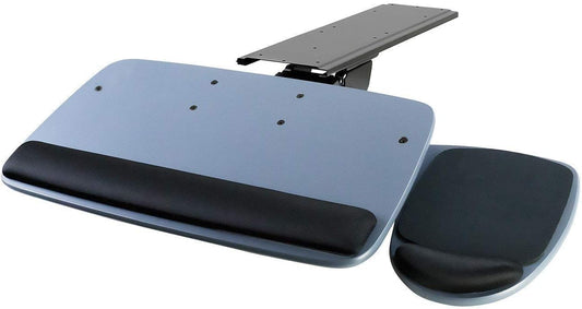 Mount-It! Under Desk Keyboard Tray, Adjustable Keyboard and Mouse Drawer Platform with Ergonomic Wrist Rest Pad, 17.25" Track (MI-7137)