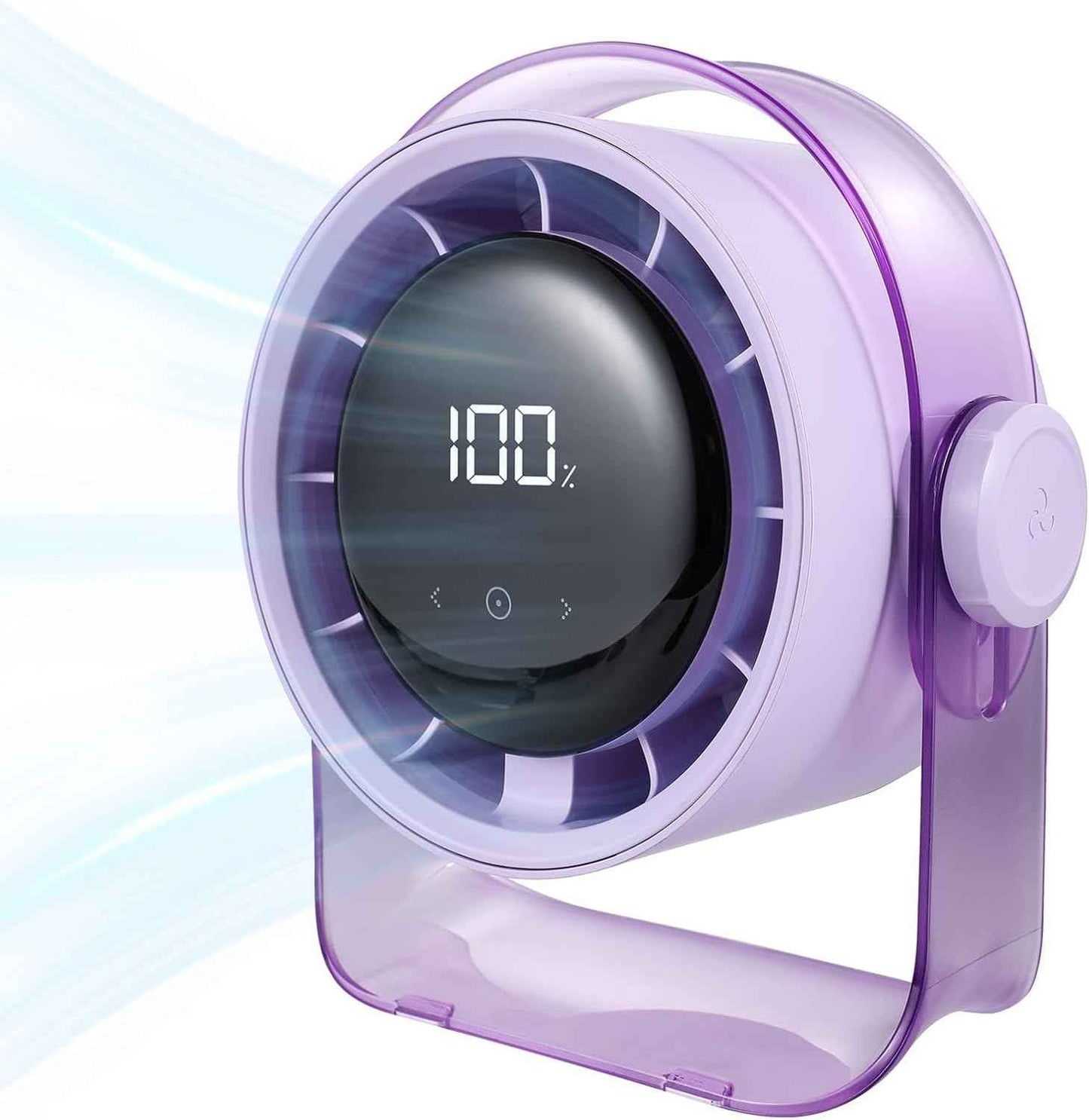 VAVOFO Desk Fan, Small Quiet LED Display Portable USB Fan, 180°Tilt, 100 Speeds, 5 Modes, Rechargeable 3600mAh Battery Operated Table Fans For Office, Bedroom, Outdoor（Purple）