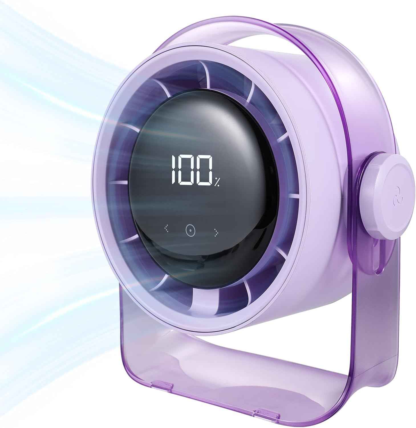 VAVOFO Desk Fan, Small Quiet LED Display Portable USB Fan, 180°Tilt, 100 Speeds, 5 Modes, Rechargeable 3600mAh Battery Operated Table Fans For Office, Bedroom, Outdoor（Purple）
